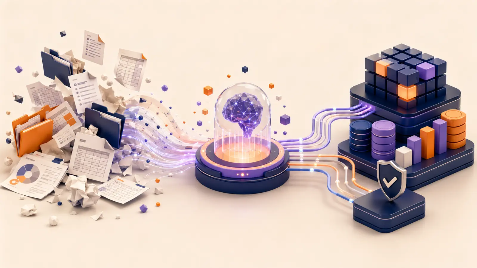 Data readiness pipeline turning scattered business files into reliable AI context.