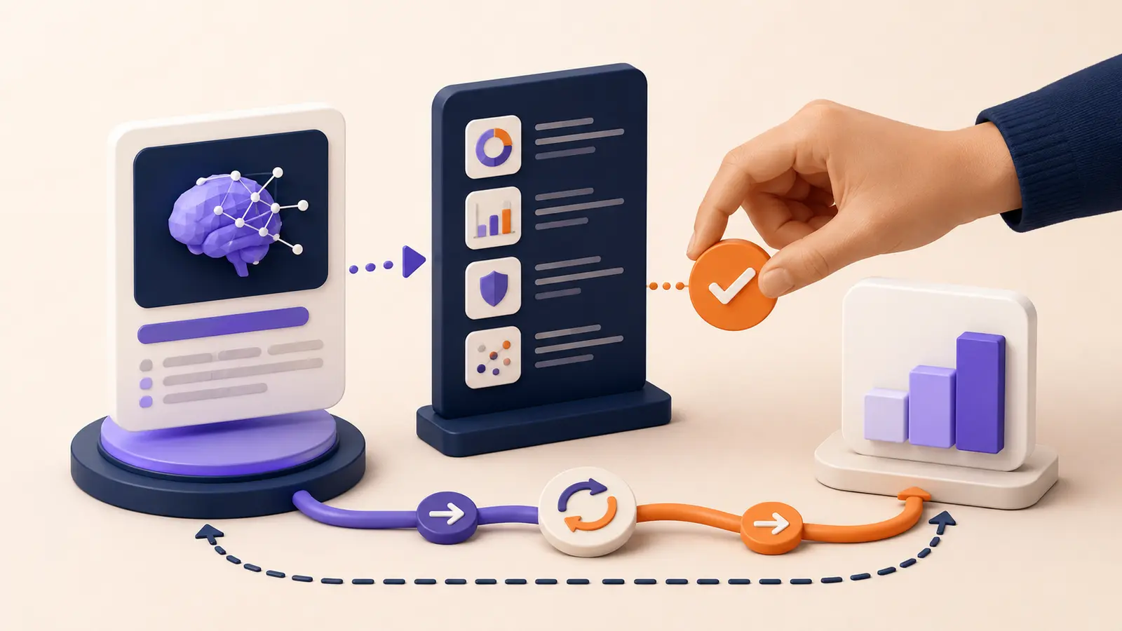 Production AI architecture with secure services, observability and controlled releases.