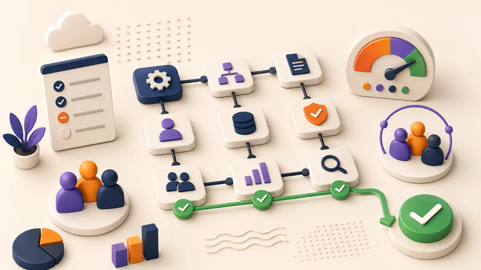 AI readiness assessment workflow with process signals, ownership and outcome measures.
